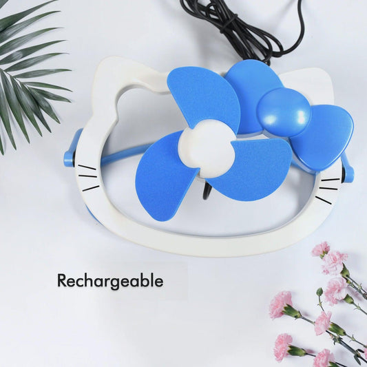 7708 HELLO KITTY CARTOON FAN CUTE BRIGHT COLOR DESKTOP OFFICE USB MINI FAN PERSONAL DESKTOP FAN DeoDap