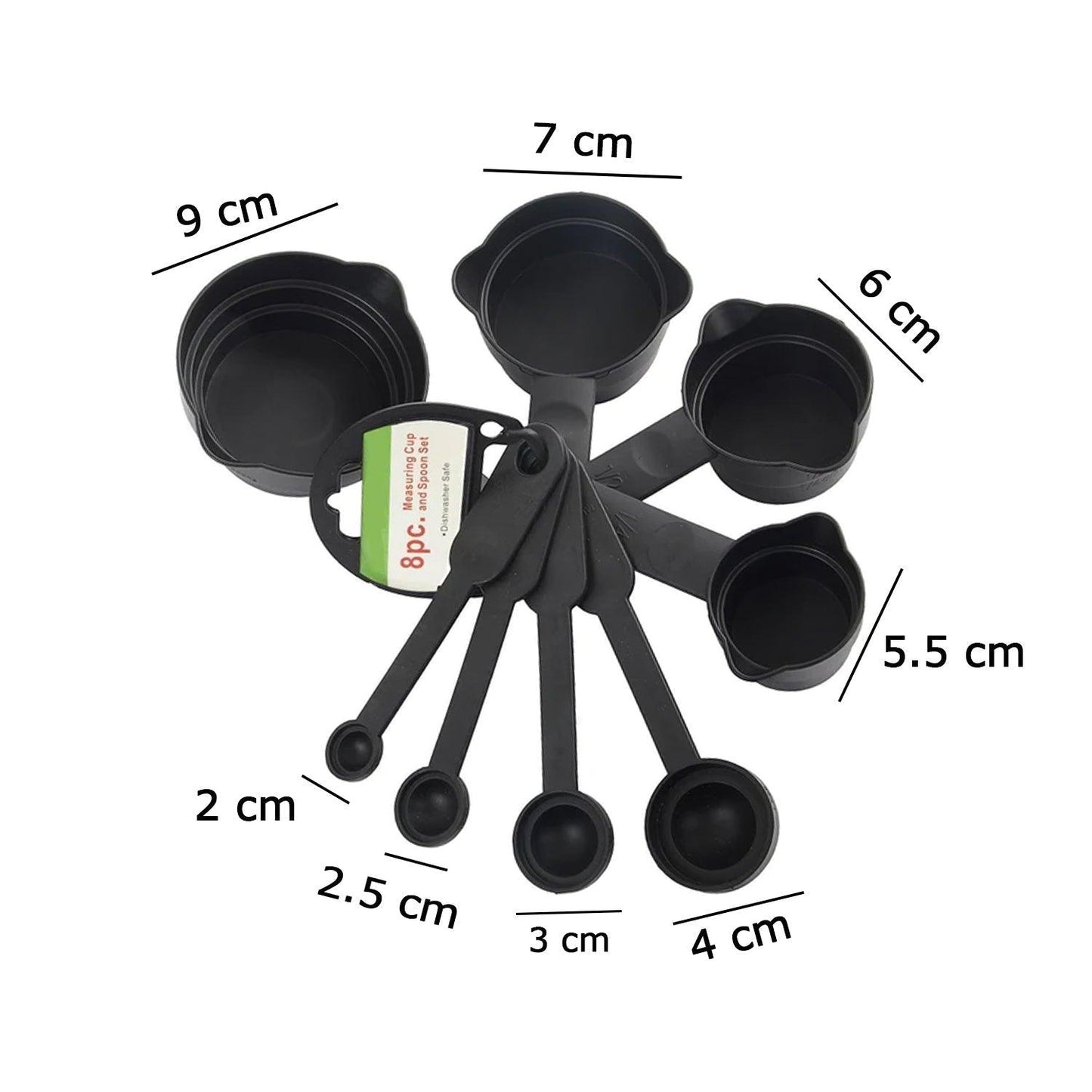 106 Plastic Measuring Cups and Spoons (8 Pcs, Black) Go5 Incorporation