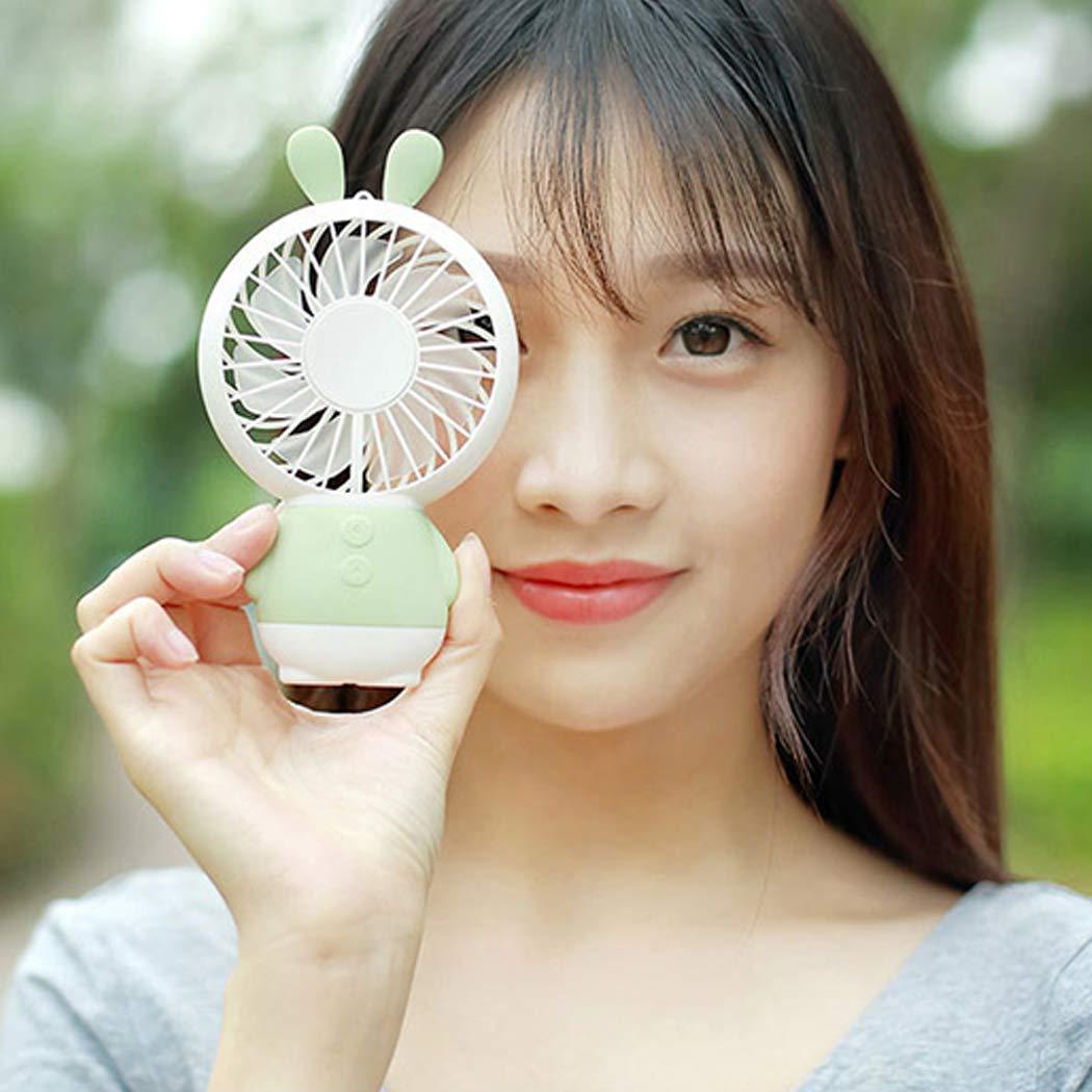 7633 Mini Portable Fan USB Rechargeable Handheld Rabbit Style Color Changing LED Light Pocket Desk Light Fan DeoDap