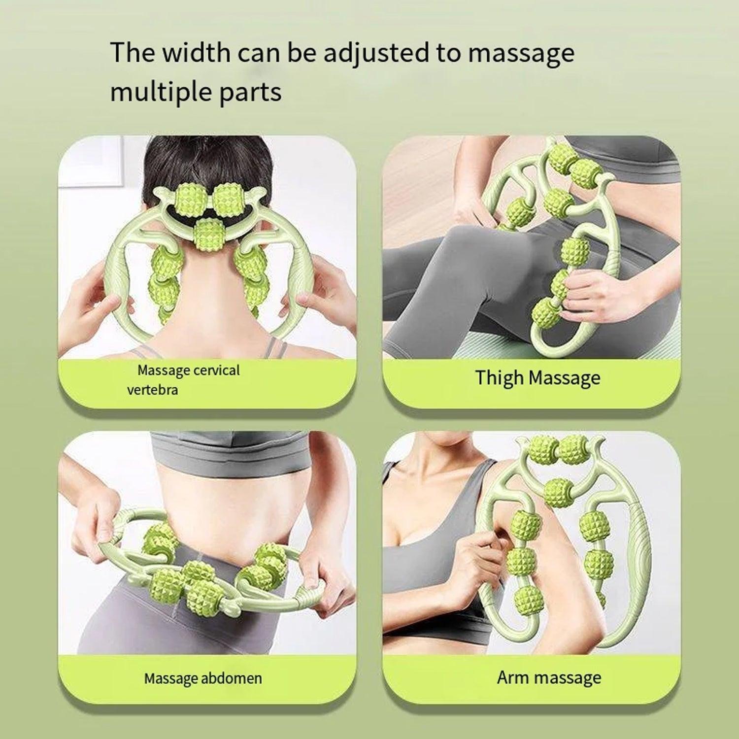 Muscle Massage Roller, 8 &10 Wheels Relieve Soreness Leg Muscle Roller Fitness Roller Muscle Relaxer Massage Roller Ring Clip All Round Massaging Uniform Force Elastic PP Drop Shaped for Home Use (1 Pc) - deal99.in