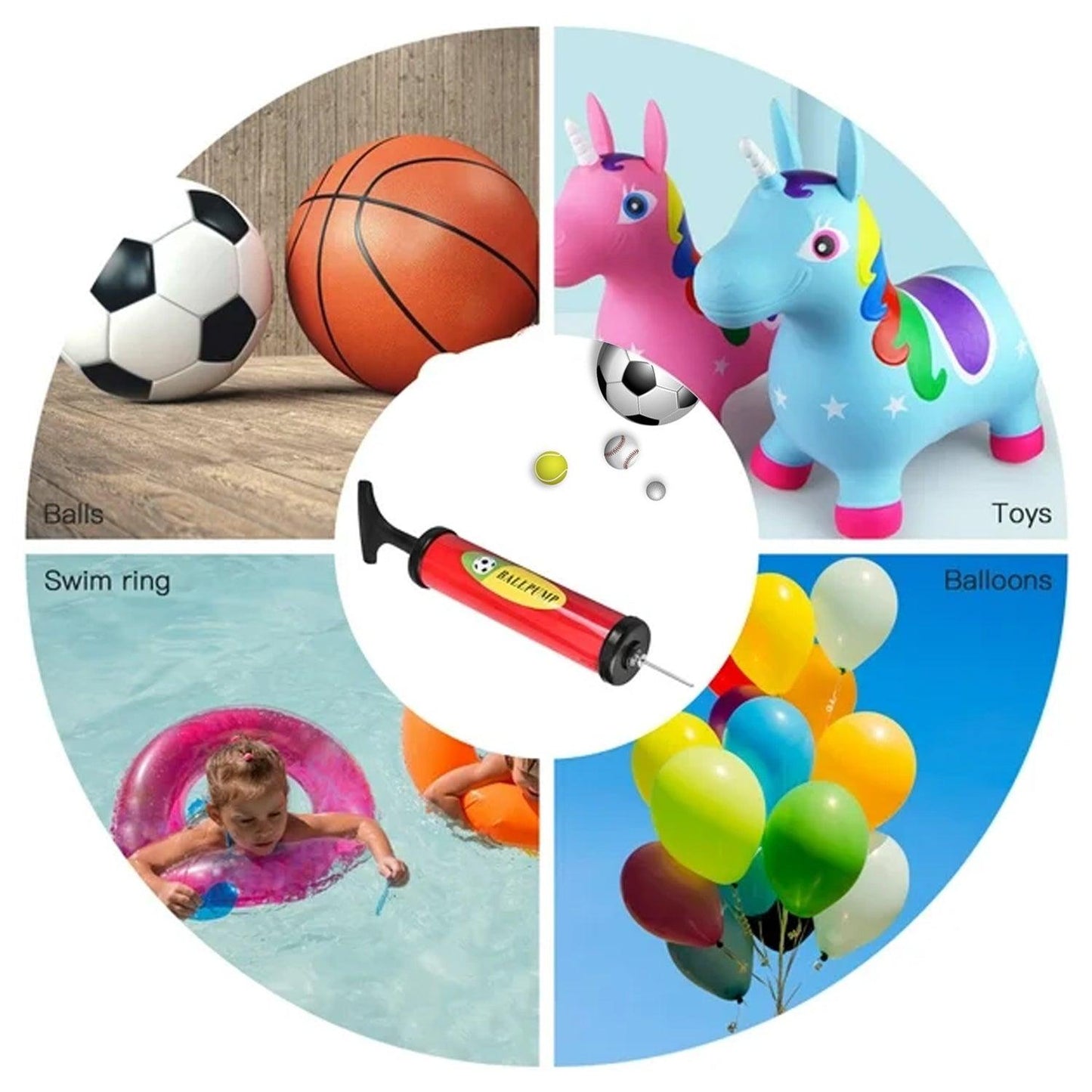 Inflator Air Ball Pump Soft Bouncing Ball Development Kids Toy, Sports Plastic Pump for Soccer, Basketball, Football, Volleyball Ball (24 CM & 33.5 Cm) - deal99.in