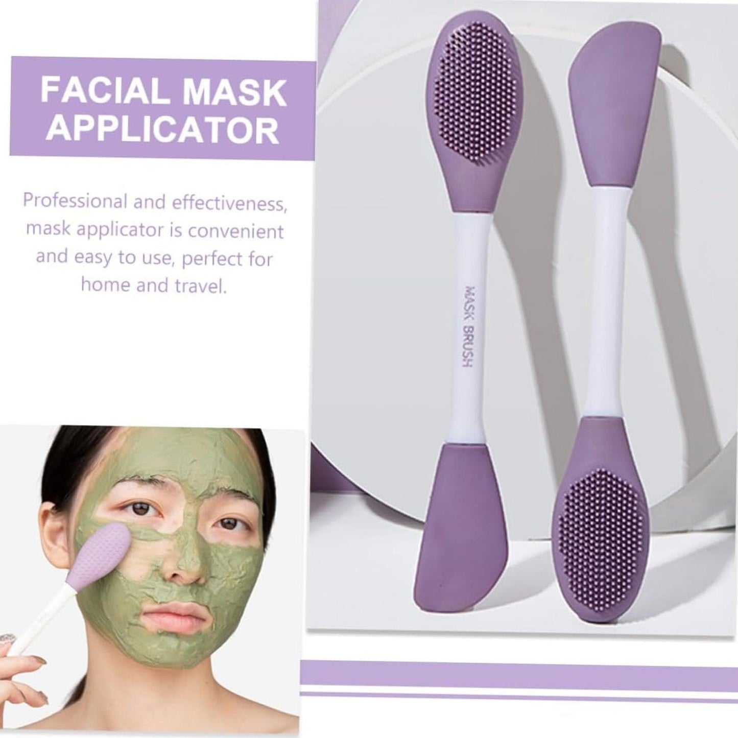 12532 Double-headed Silicone Mask Brush Face Cleansing and Applying Mud Mask Beauty Salon Special Brush Smear Tool Facial Scrub Silicone Wash Scrubber Face Tools (1 Pc) - deal99.in