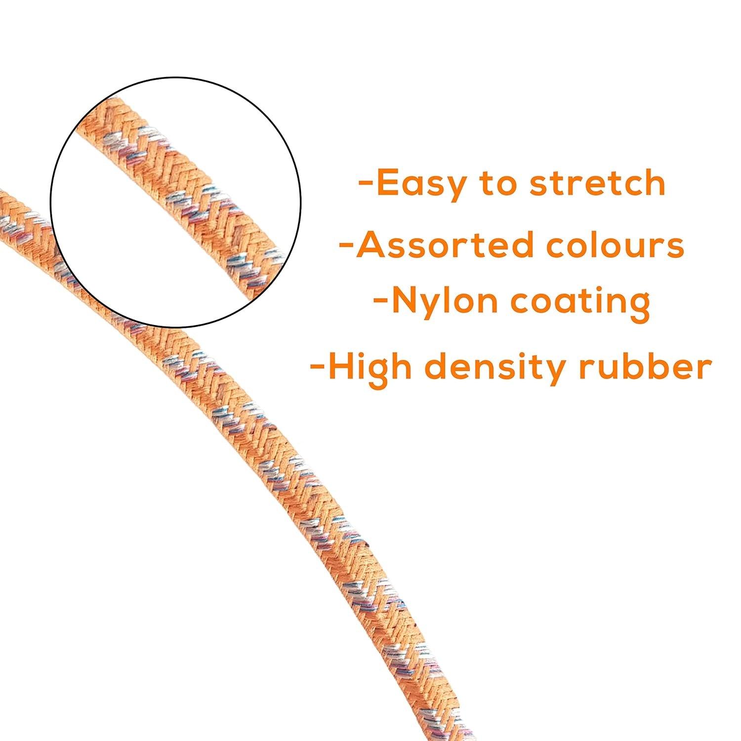 9100 Multipurpose Ultra Flexible Bungee Rope / Luggage Strap / Bungee Cord High Strength Elastic Bungee, Shock Cord Cables, Luggage Tying Rope with Hooks (2 Mtr) - deal99.in