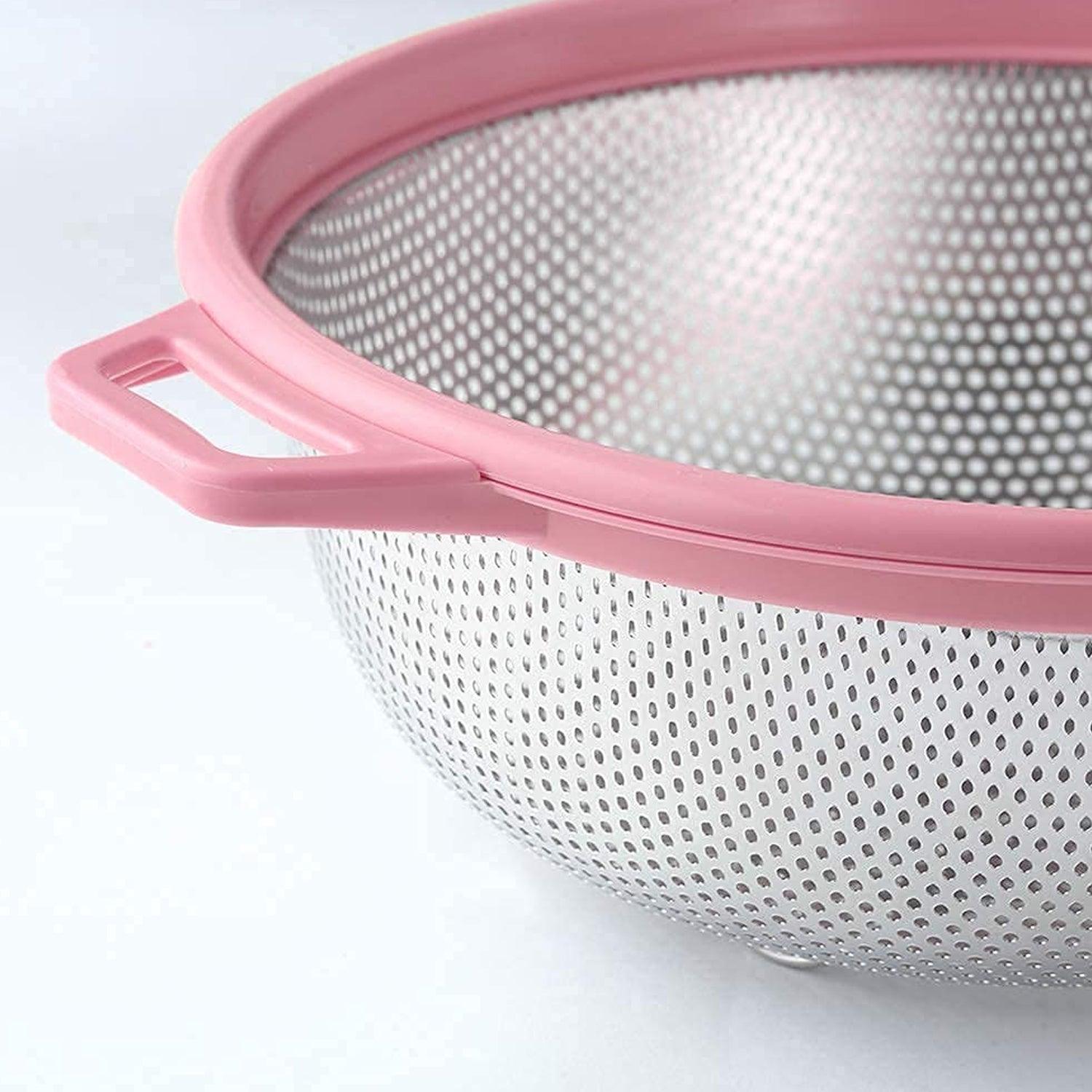 7147 Big Stainless Steel Colander with Handle, Large Metal Mesh Basket Strainer for Pasta, Spaghetti, Berry, Veggies, Fruits,  Kitchen Food Colander, Dishwasher Safe (1 pc ) - deal99.in