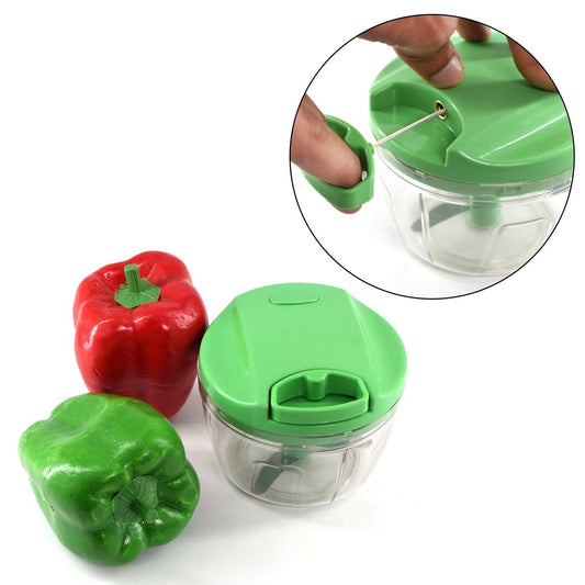 2283G Manual Green mini plastic food chopper with extra sharp blades (375 Ml) DeoDap