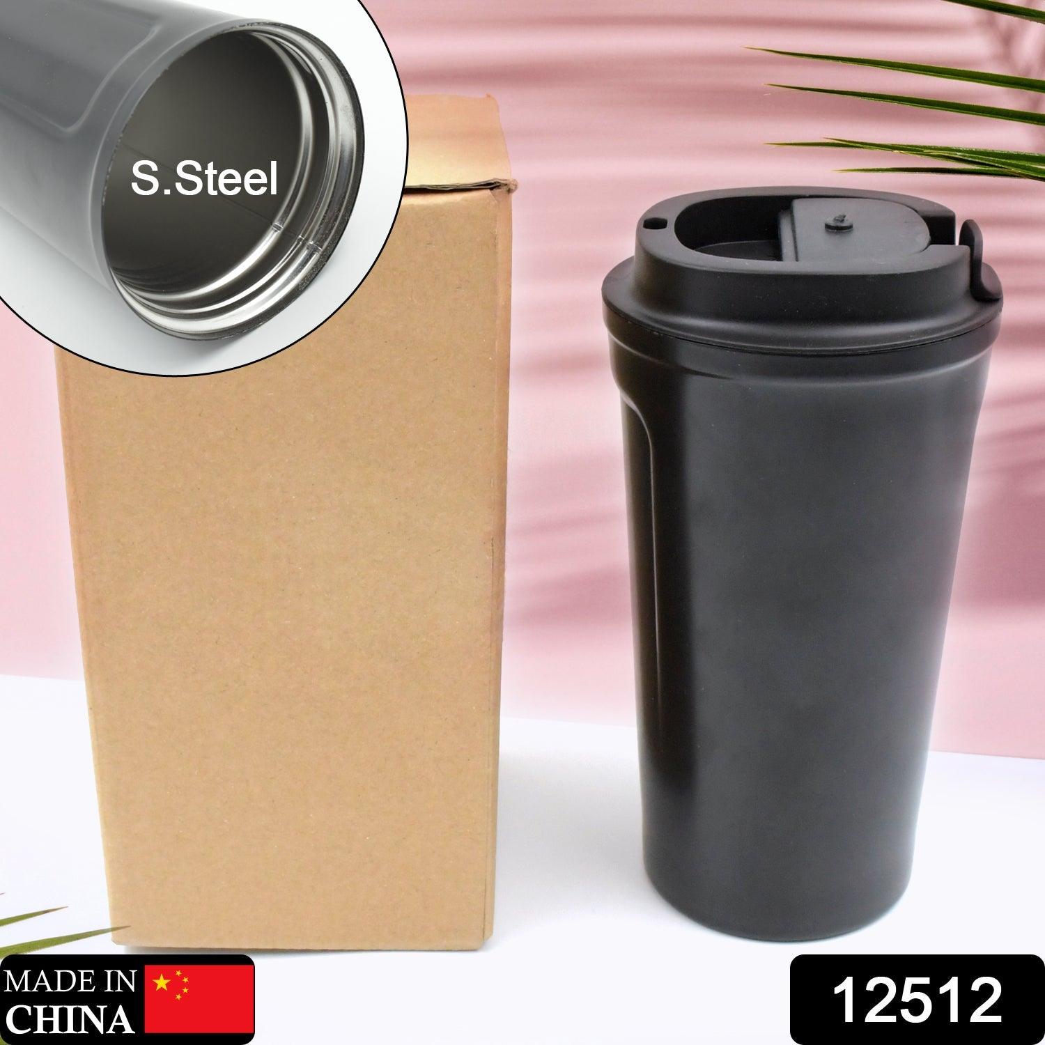 12512 Inside Stainless Steel & Outside Plastic Vacuum Insulated  Insulated Coffee Cups Double Walled Travel Mug, Car Coffee Mug with Leak Proof Lid Reusable Thermal Cup for Hot Cold Drinks Coffee, Tea (1 Pc) - deal99.in