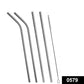 0579 Set of 4 Stainless Steel Straws & Brush (2 Straight straws, 2 Bent straws, 1 Brush) - deal99.in
