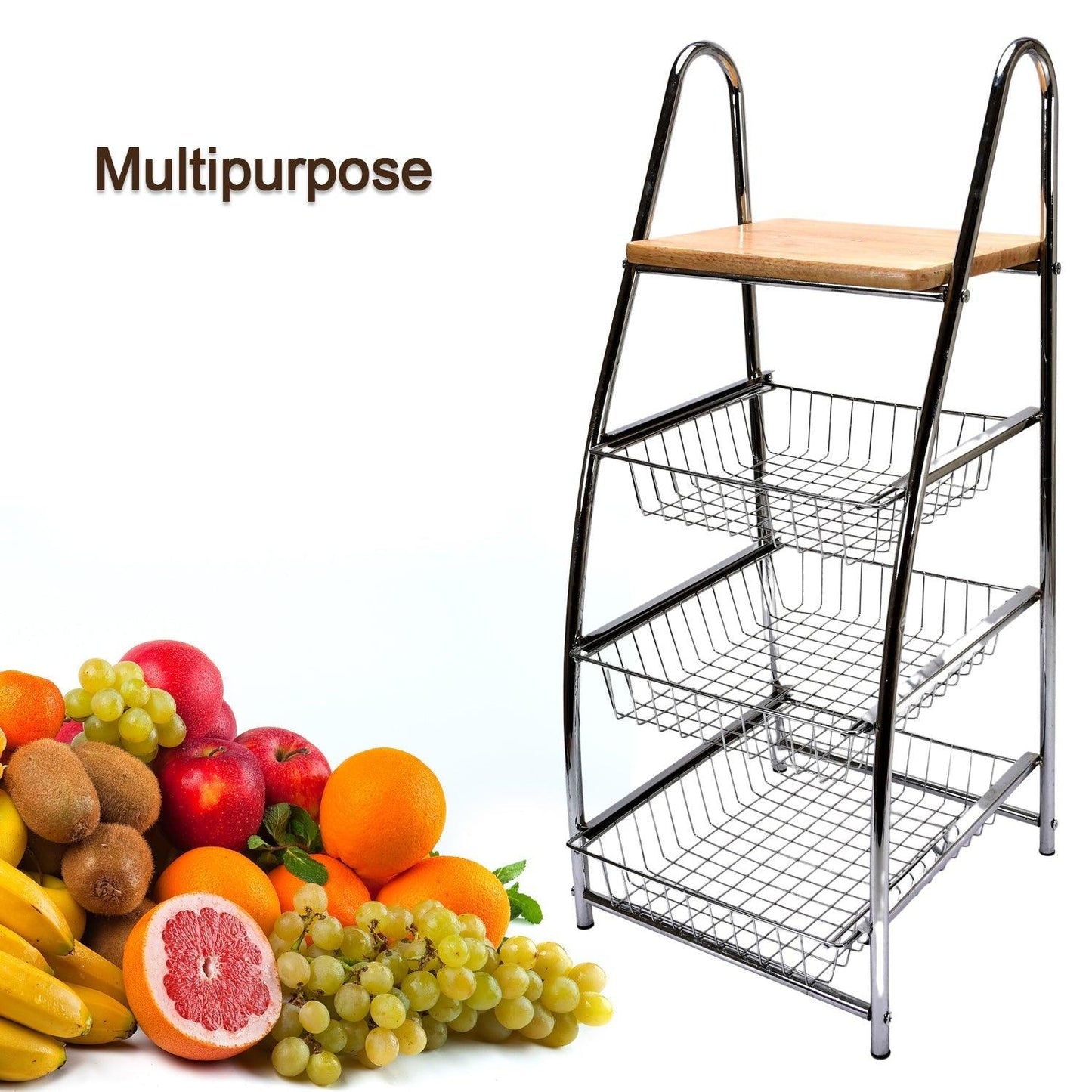 7669 Tkolley Steal High Quality Rack 3 Tier For Kitchen Use DeoDap