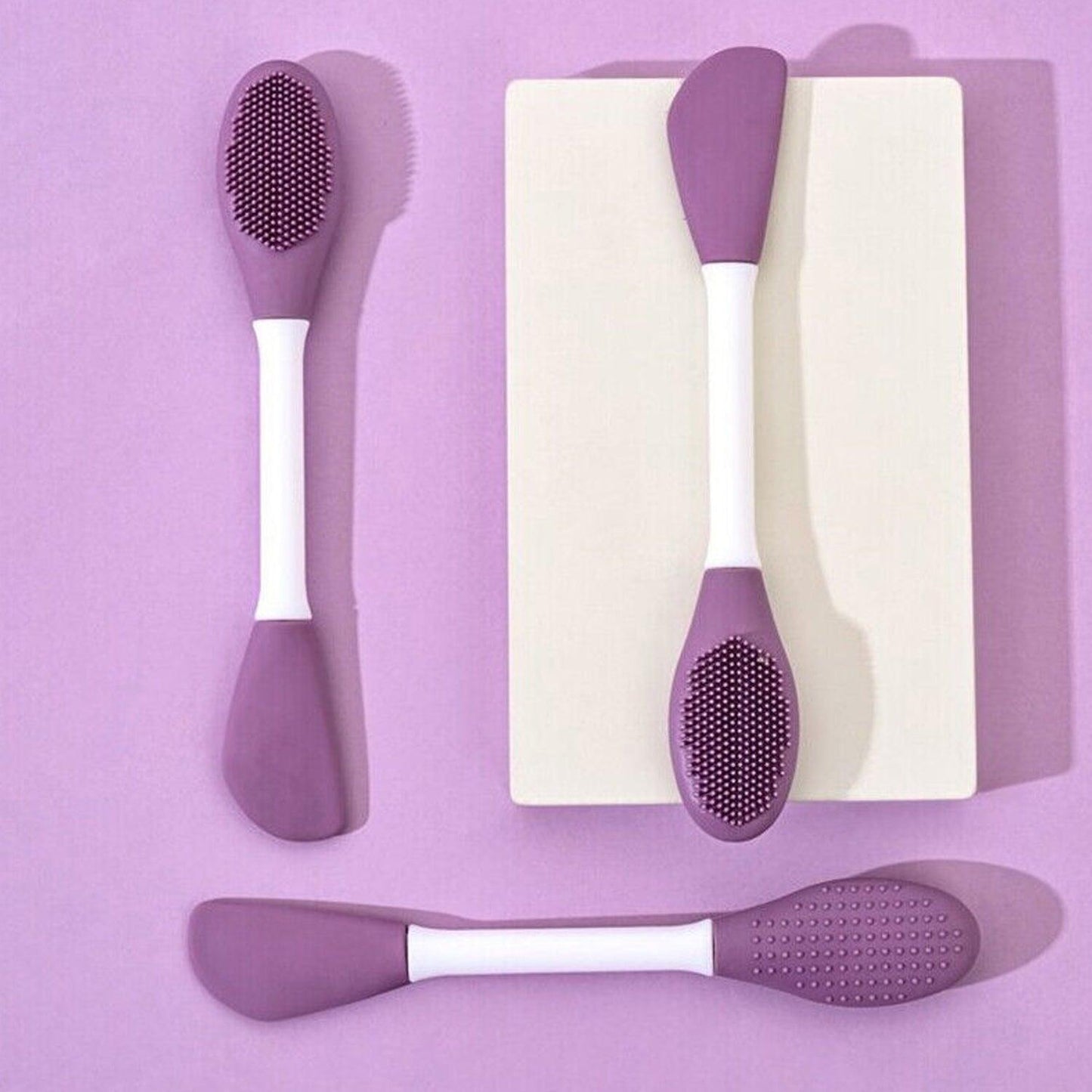 12532 Double-headed Silicone Mask Brush Face Cleansing and Applying Mud Mask Beauty Salon Special Brush Smear Tool Facial Scrub Silicone Wash Scrubber Face Tools (1 Pc) - deal99.in