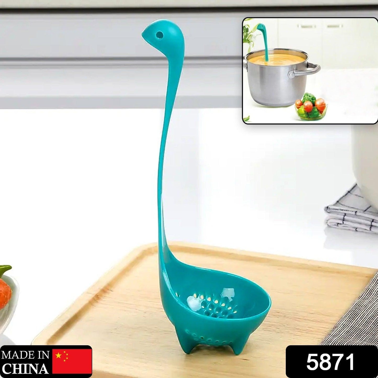 5871  Soup Spoon Creative Long Handle Standing Loch Ness Monster Colander Spoon Dinnerware Cooking Tools Kitchen Accessories - deal99.in