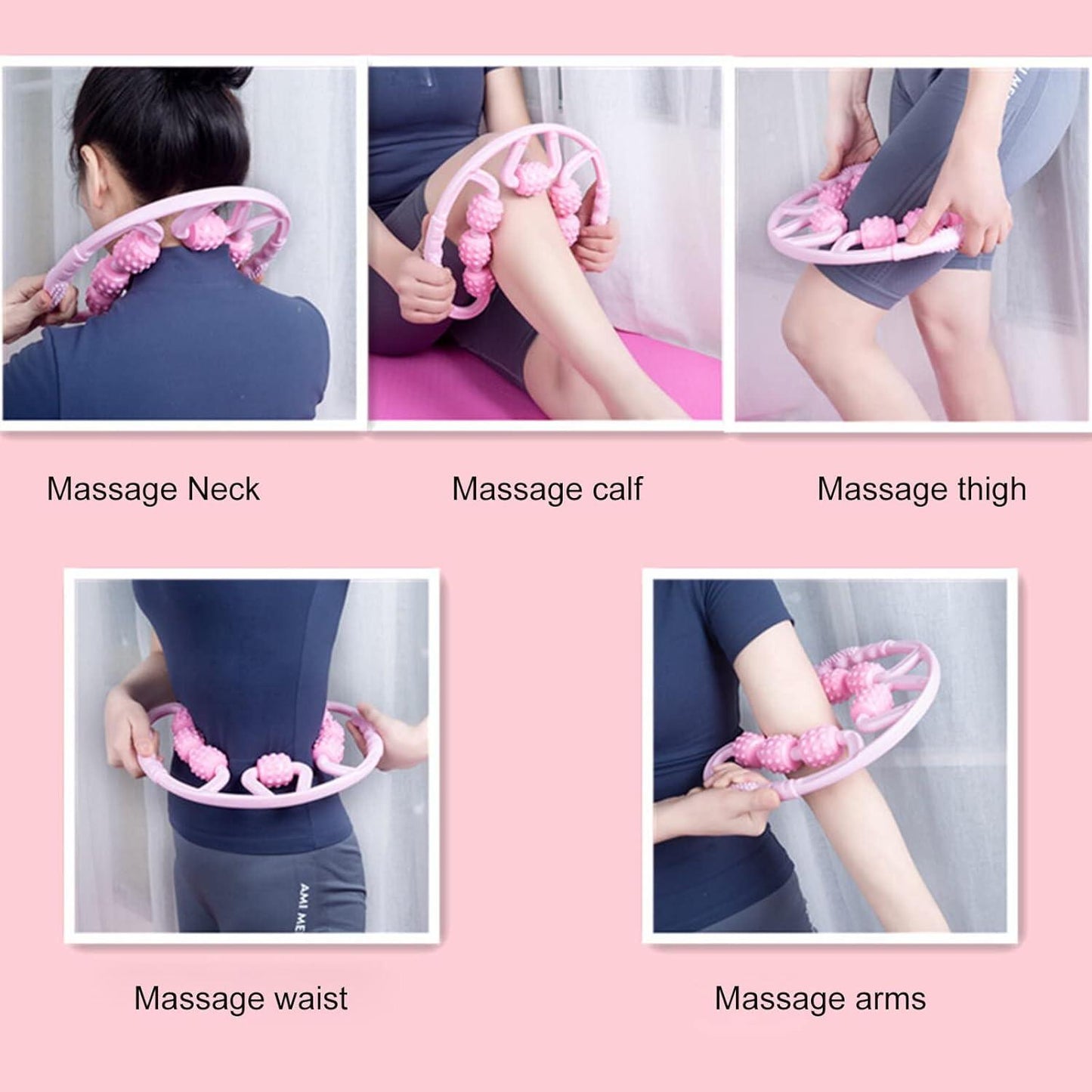 Muscle Massage Roller, 8 &10 Wheels Relieve Soreness Leg Muscle Roller Fitness Roller Muscle Relaxer Massage Roller Ring Clip All Round Massaging Uniform Force Elastic PP Drop Shaped for Home Use (1 Pc) - deal99.in