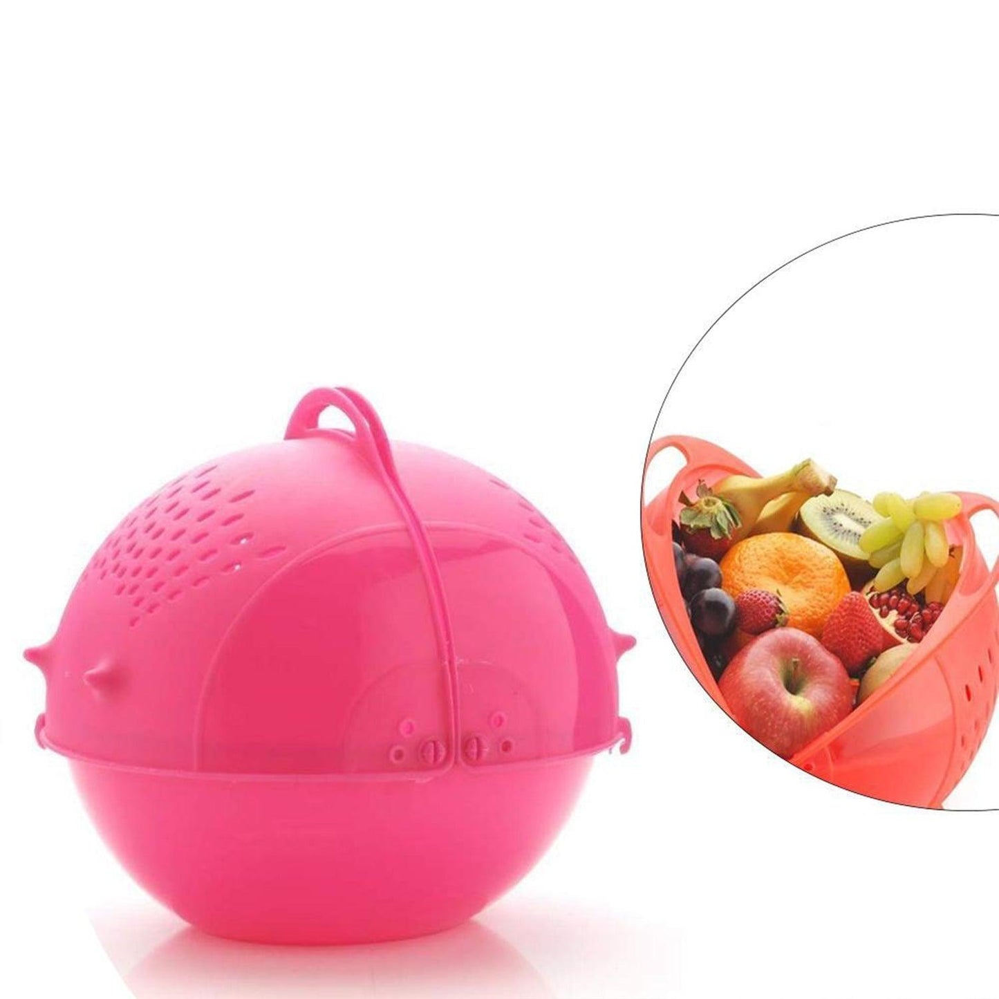 2145  Plastic Revolving Multi Functional Rice, Vegetable Fruit Wash Basket Bowl (Multi Colour) DeoDap