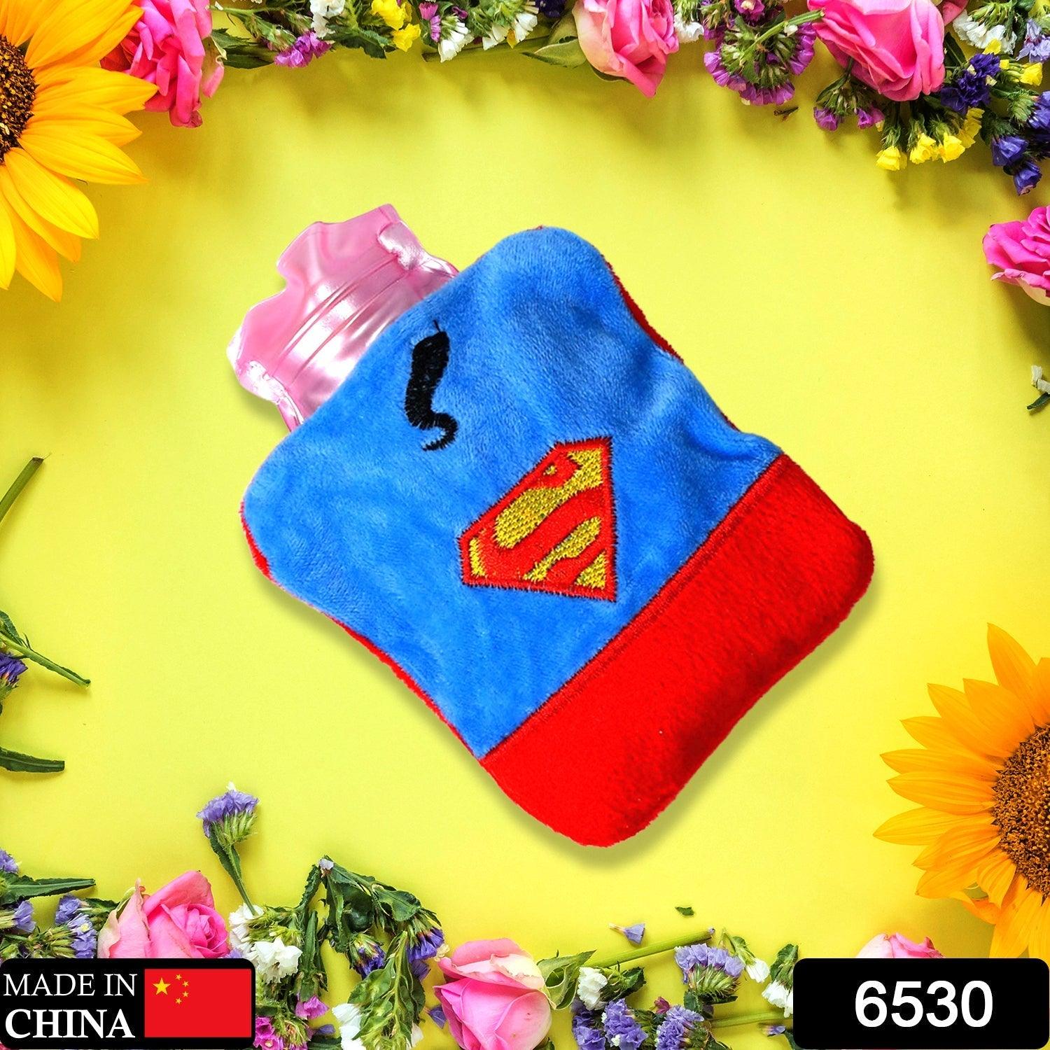 6530 Superman Print small Hot Water Bag with Cover for Pain Relief, Neck, Shoulder Pain and Hand, Feet Warmer, Menstrual Cramps. - deal99.in