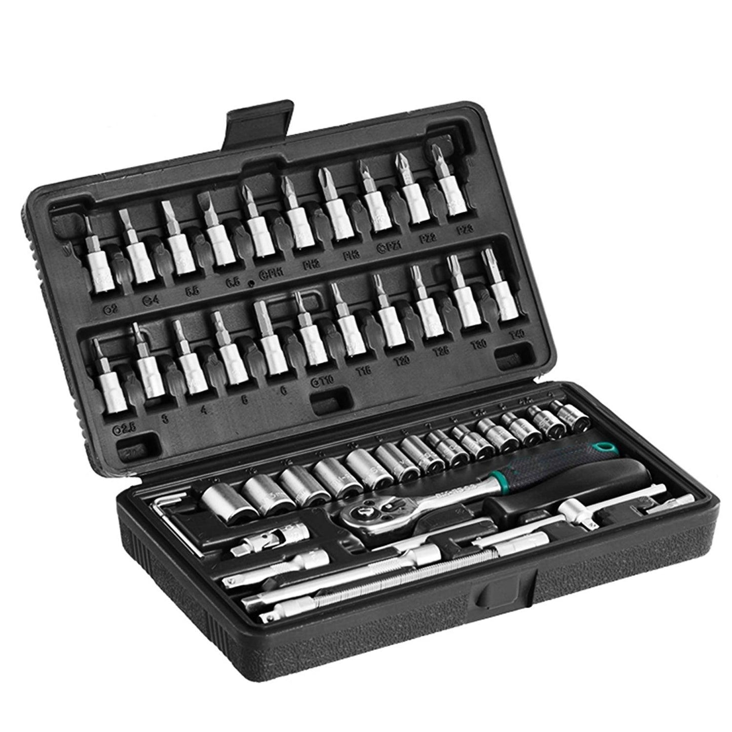 0452 -46pcsMetal 1 / 4" Socket Set (Black, 46pcs) - deal99.in