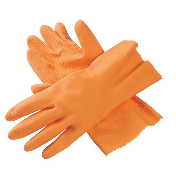 654 - Cut Glove Reusable Rubber Hand Gloves (Orange) - 1 pc DeoDap