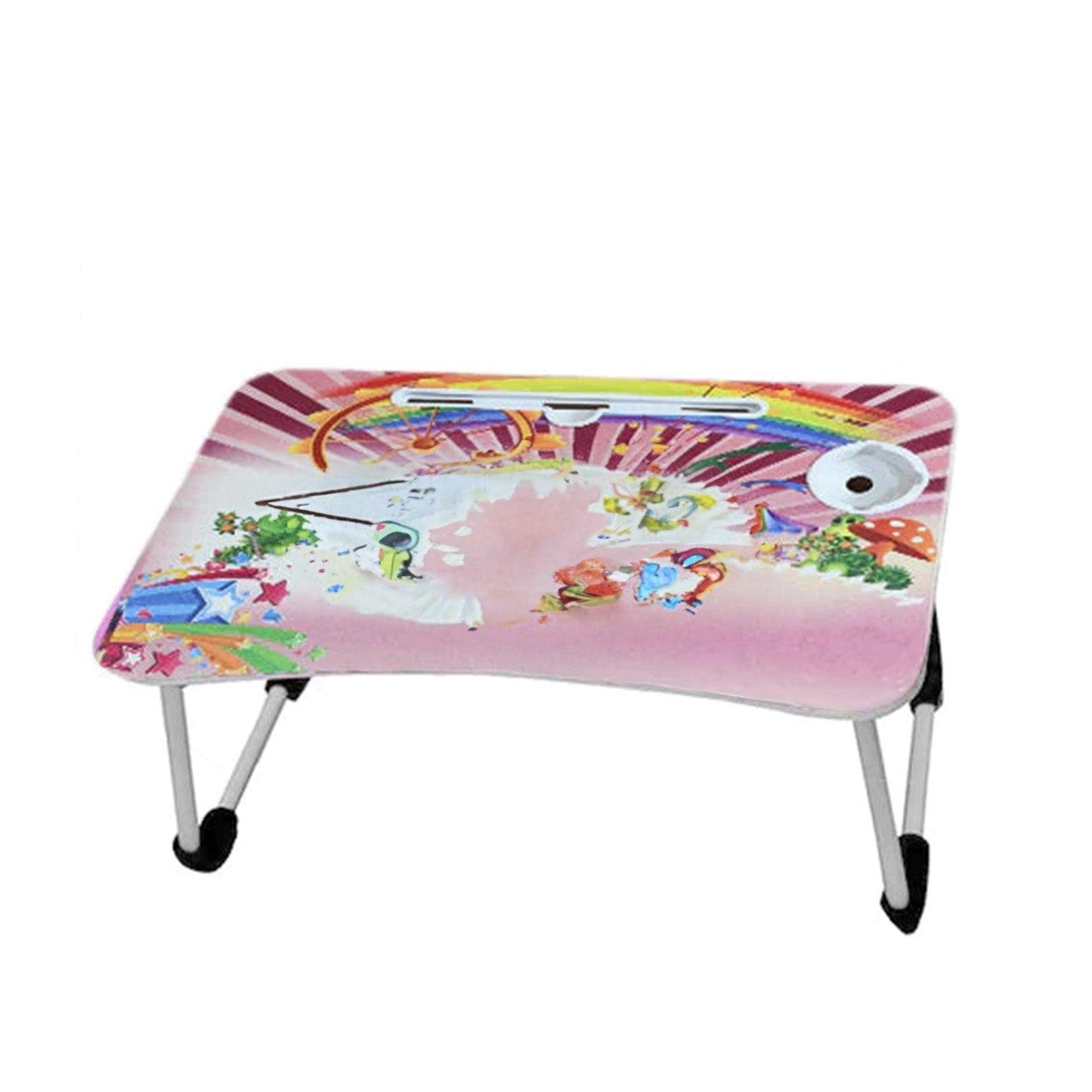 7717 FOLDABLE BED STUDY TABLE PORTABLE MULTIFUNCTION LAPTOP TABLE LAPDESK FOR CHILDREN BED FOLDABLE TABLE WORK OFFICE HOME WITH TABLET SLOT & CUP HOLDER