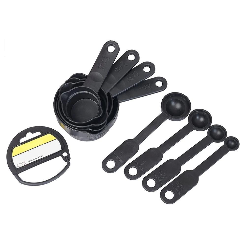 106 Plastic Measuring Cups and Spoons (8 Pcs, Black) Go5 Incorporation