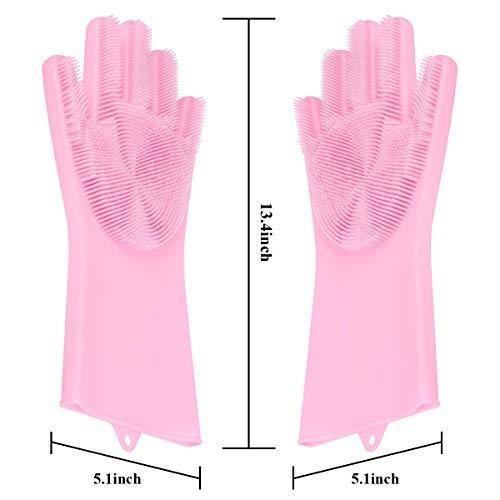 0714A Reusable Silicone Cleaning Brush Scrubber Gloves (Multicolor) DeoDap