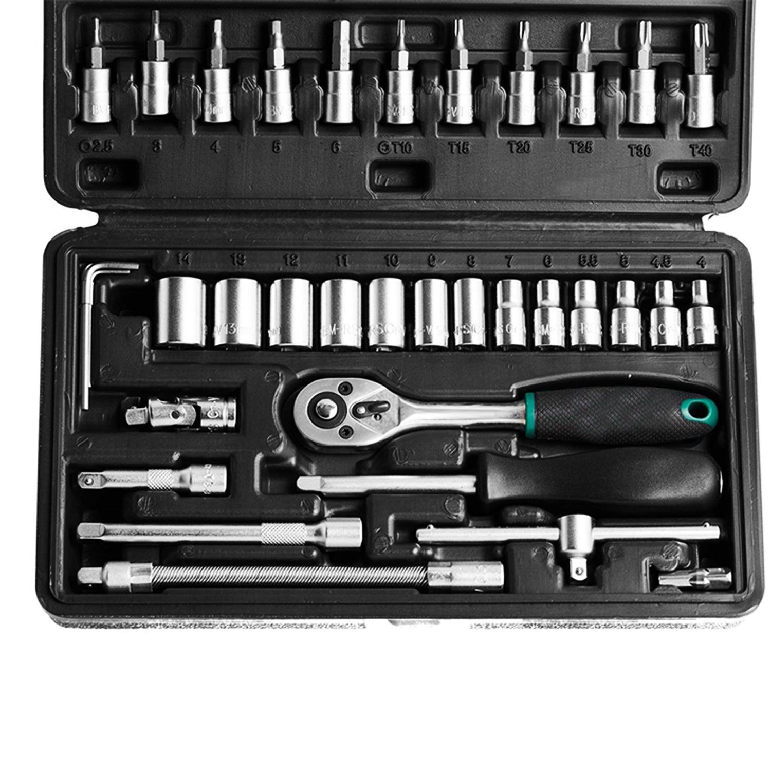 0452 -46pcsMetal 1 / 4" Socket Set (Black, 46pcs) - deal99.in