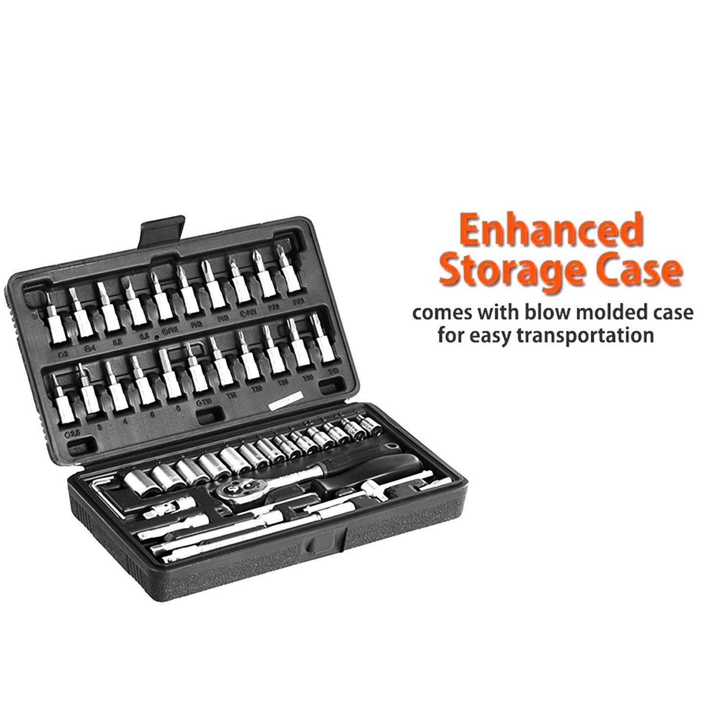 0452 -46pcsMetal 1 / 4" Socket Set (Black, 46pcs) - deal99.in