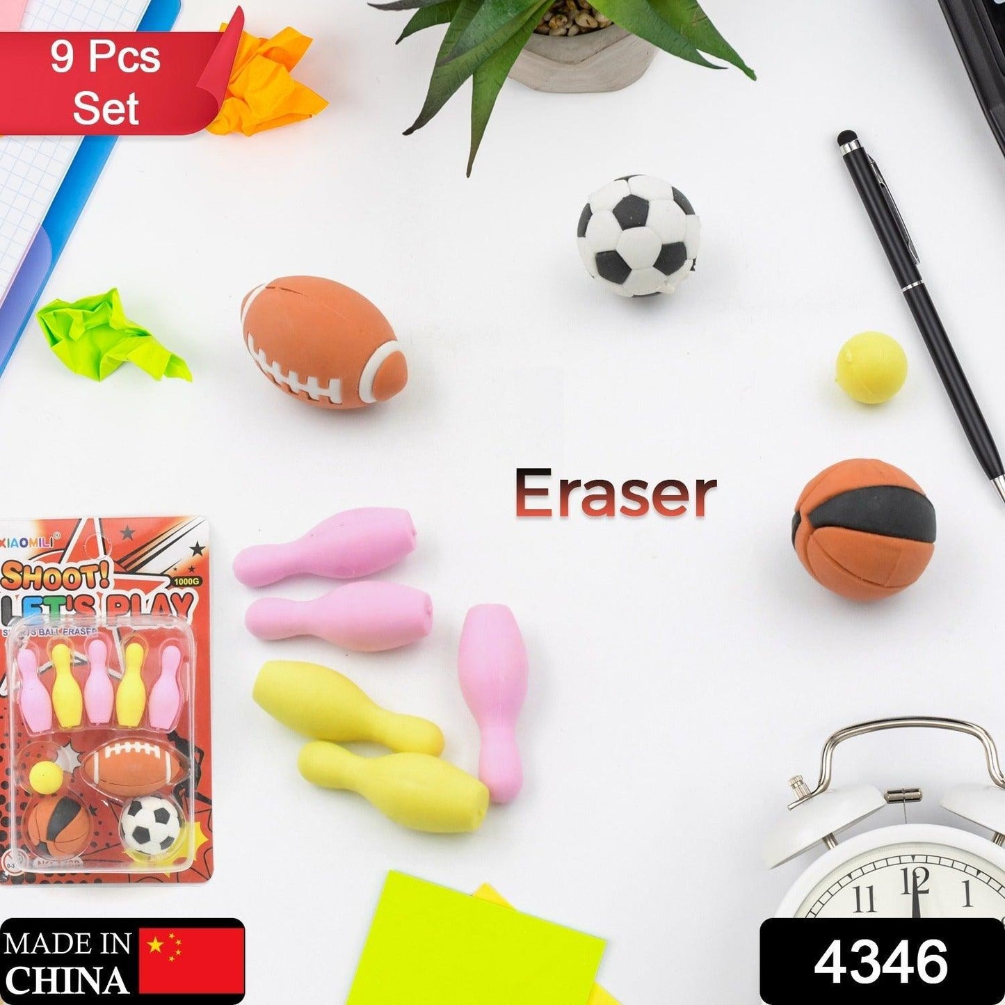 Stationary Kit Fancy & Stylish Colorful Erasers, Mini Eraser Creative Cute Novelty Eraser for Children Different Designs Eraser Set for Return Gift, Birthday Party, School Prize, Football & Icecream Set Eraser (9 pc & 5 Pc Set) - deal99.in