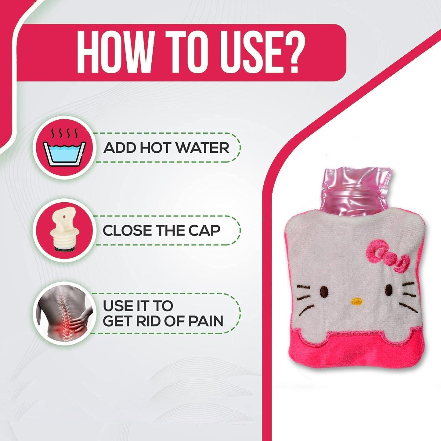 6520 Pink Hello Kitty small Hot Water Bag with Cover for Pain Relief, Neck, Shoulder Pain and Hand, Feet Warmer, Menstrual Cramps. - deal99.in