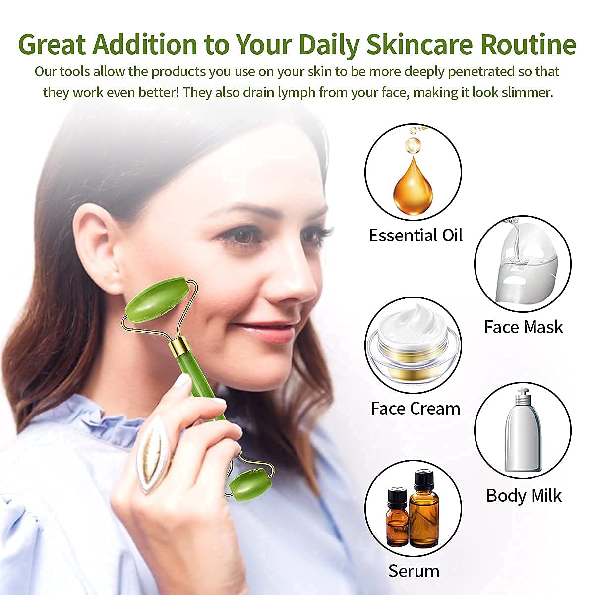 0318 Gua Sha Stone and Anti Aging Jade Roller Massager for Face Massage Natural Face Skincare Massager & Face Roller Massager for Women | Face Shaper Jade Roller and Gua Sha Set for Glowing Skin - deal99.in