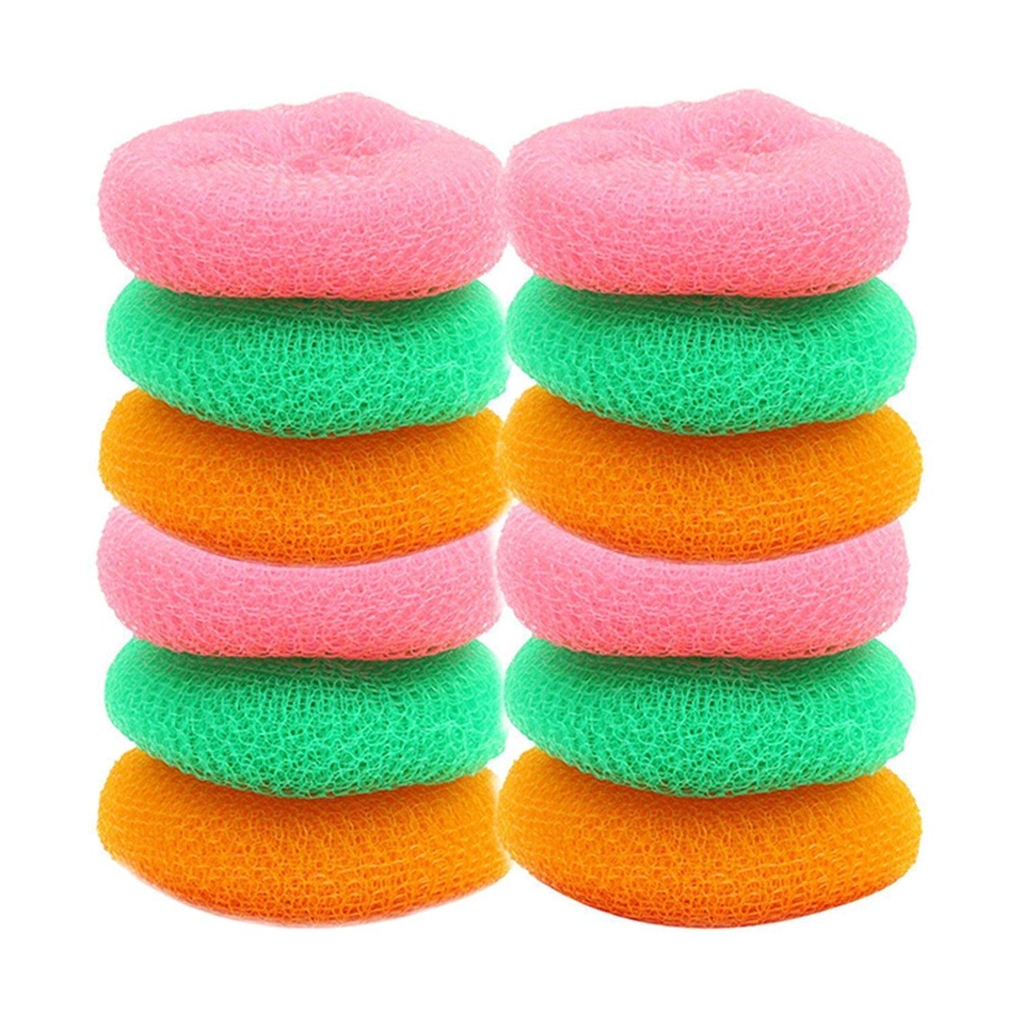 2594A Plastic Scrubber Round Nylon Scrubbers (12Pcs Set) DeoDap