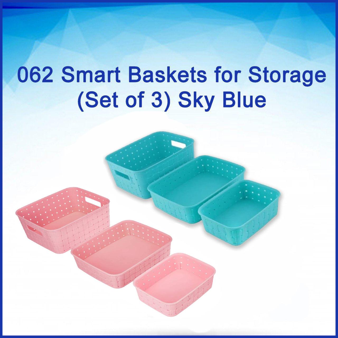 062 Smart Baskets for Storage(Set of 3) Sky Blue DeoDap