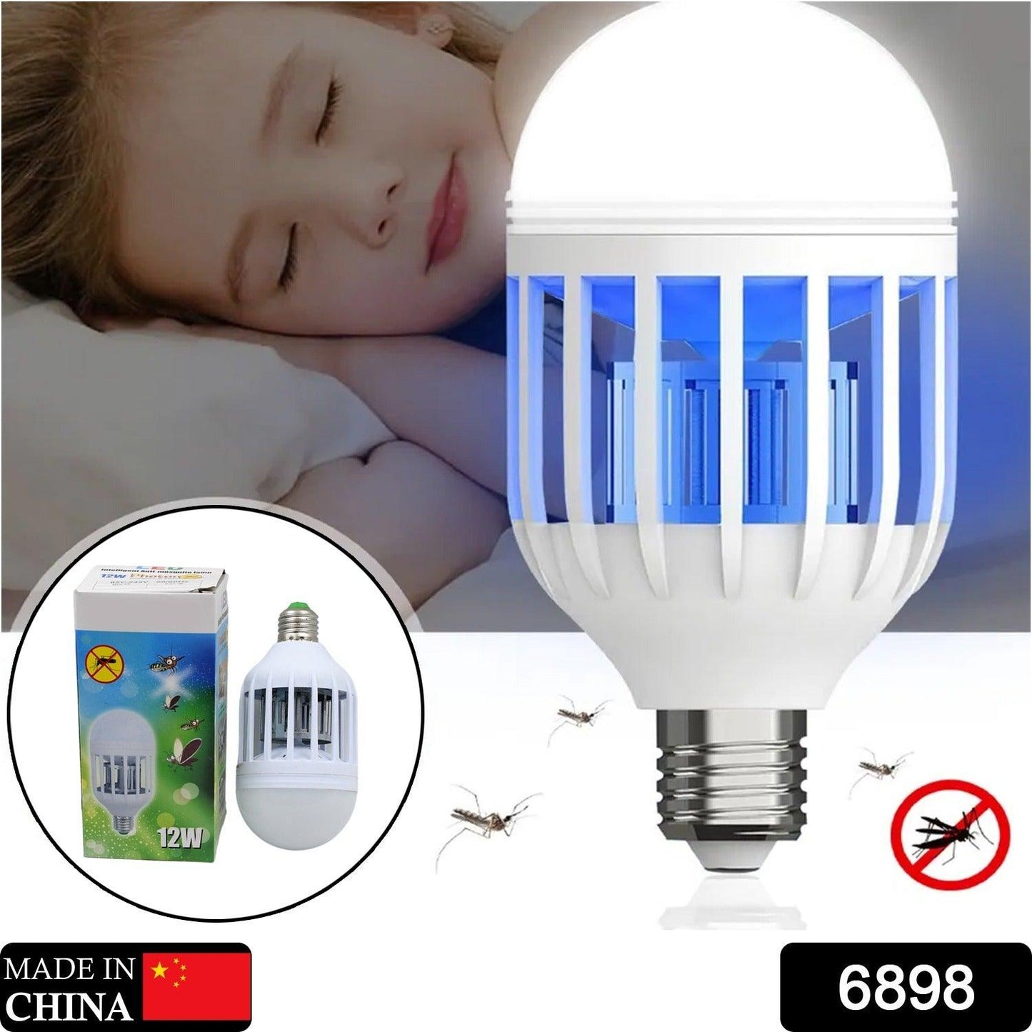 6898 12W Mosquito Killer Lamp E27 Summer Moths Flying Insects Led Zapper Mosquito Killer Lamp Light Bulb Household: 12W