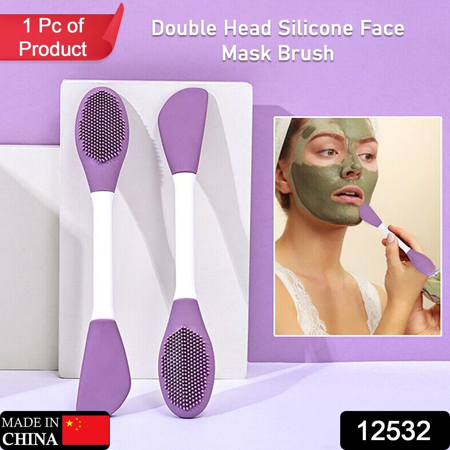 12532 Double-headed Silicone Mask Brush Face Cleansing and Applying Mud Mask Beauty Salon Special Brush Smear Tool Facial Scrub Silicone Wash Scrubber Face Tools (1 Pc) - deal99.in