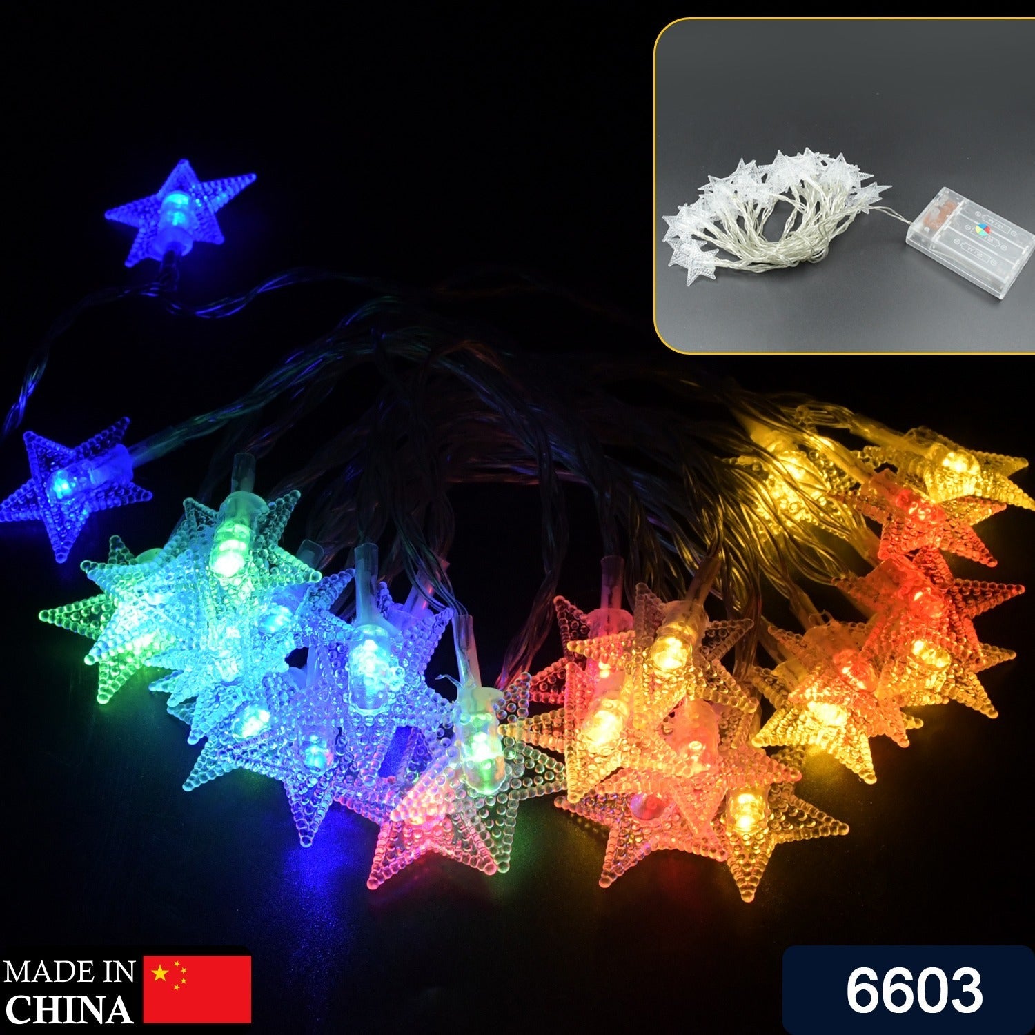 6603  28 LED / Star 3.9 Meter Star Shape Led Light Battery Operated with Flashing Modes for Home Decoration, Kids Room, Waterproof Diwali & Wedding LED Christmas Light Indoor and Outdoor Light ,Festival Decoration (Multicolor Battery Not Included 3.9Mtr) - deal99.in